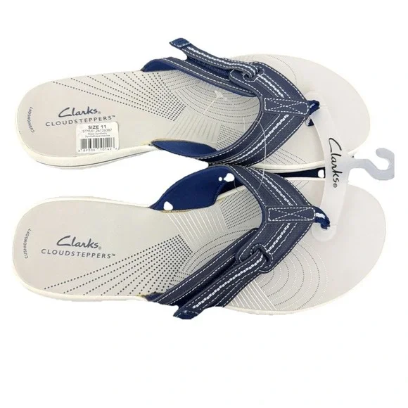 Clarks Women's Brinkley Jazz Flip Flops Cloudsteppers Size 11 Navy Blue New - Picture 6 of 12